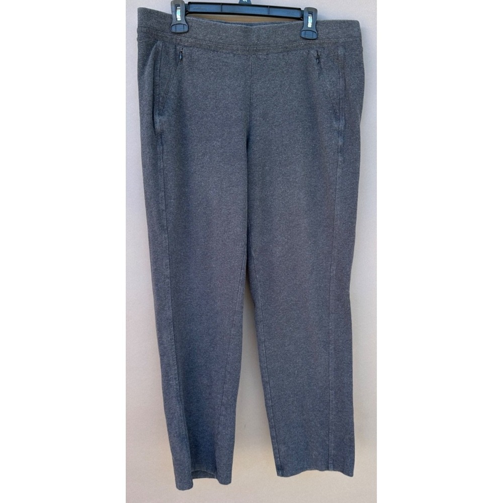 T By Talbots 1X Straight Leg Pants Charcoal PullOn Stretch Knit Zip Pockets Plus